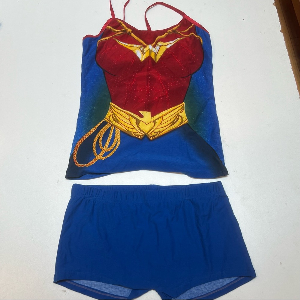 Wonder Woman Themed Women's Cami and Panties- Red and Blue